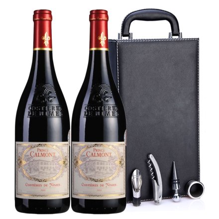 法国卡门王子2011红葡萄酒黑色双支皮盒
