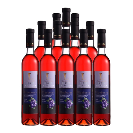 10°桓龙湖宝石红蓝莓酒500ml（12瓶装）