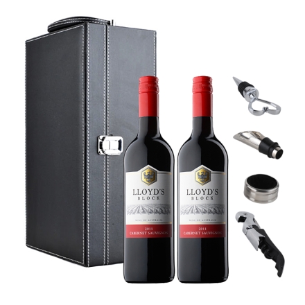 澳大利亚泰瑞芬劳埃德系列赤霞珠干红葡萄酒750ml*2+黑色双支皮盒