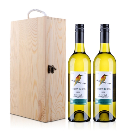 澳大利亚朗翡洛荆棘鸟莎当妮干白葡萄酒750ml*2+双支松木盒