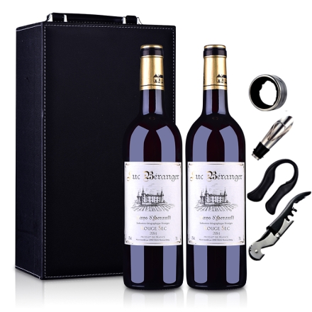 法国原瓶进口吕克贝朗杰2014干红葡萄酒750ml双支皮盒装
