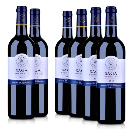 法国整箱红酒拉菲传说 2015 波尔多法定产区红葡萄酒750ml（6瓶装）