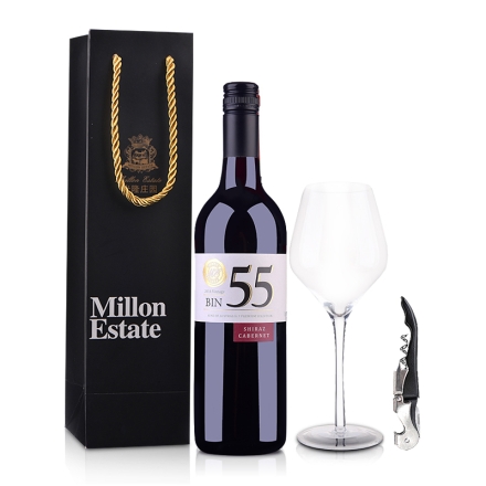 澳大利亚米隆庄园BIN55色拉子赤霞珠干红葡萄酒750ml（酒具版）