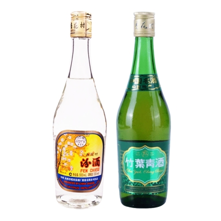 53°汾酒（杏花村）500ml(2012年）+38°竹叶青500ml(2004-05年）