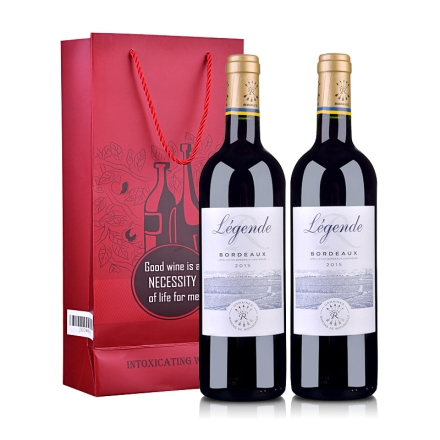 法国拉菲传奇波尔多2015红葡萄酒750ml双支装+双支礼袋
