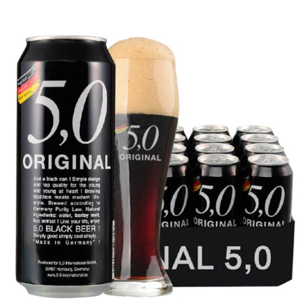 德国进口啤酒奥丁格5,0黑啤酒整箱500ml(24听装)