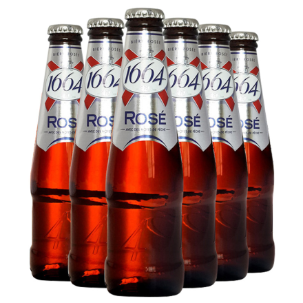 进口啤酒 法国克伦堡凯旋1664玫瑰啤酒桃子风味 250ml*6瓶