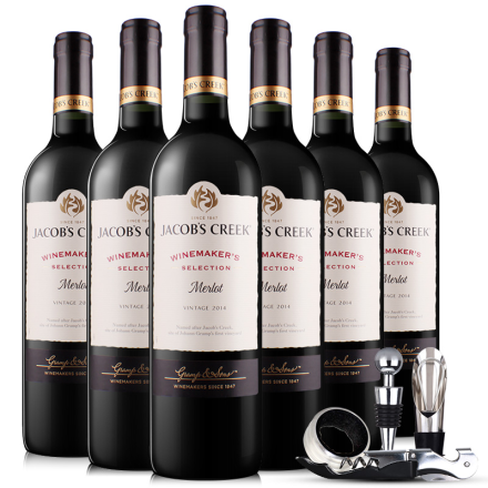 澳洲杰卡斯酿酒师系列梅洛干红葡萄酒750ML*6 整箱装