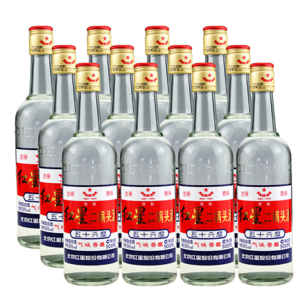 56°红星二锅头特制白瓶500ml(12瓶装)