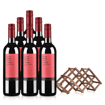 智利红酒整箱SITE精选西拉红葡萄酒750ml（6瓶装）+6支装折叠酒架
