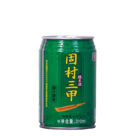 【手工米酒】12°固村三甲糯米酒(半甜黄酒二级)罐装310ml