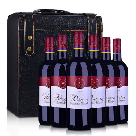 法国红酒拉菲珍藏波尔多红葡萄酒750ml6支装鳄鱼纹礼盒