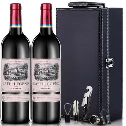 法国原瓶进口拉菲传奇德罗干红葡萄酒红酒送皮盒750ml*2