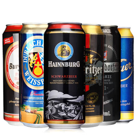 进口啤酒 德国啤酒 德国纯麦黑啤酒500ML组合（6听装）