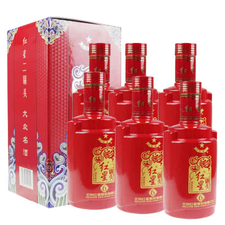 北京红星二锅头 6年六年 46度 婚宴酒 清香型白酒 500ml* 6瓶整箱