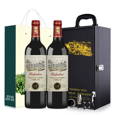 法国原瓶进口红酒 乐弗兰干红葡萄酒2支礼盒装 750ml*2