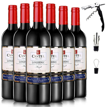 法国卡斯特安泽尔红酒红葡萄酒750ml*6瓶装