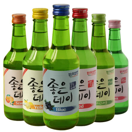 好天好饮烧酒韩国进口配制酒13.5度柚子菠萝蓝莓蜜桃石榴葡萄柚味组合360ml（6瓶装）