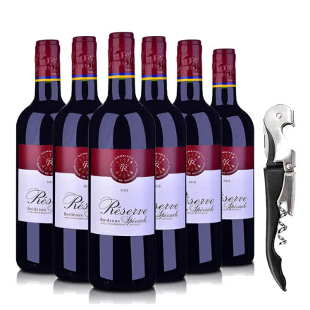 法国2016拉菲珍藏波尔多红葡萄酒750ml（6瓶装）+酒刀