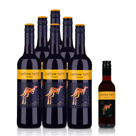 澳洲整箱红酒黄尾袋鼠西拉红葡萄酒750ml（6瓶装）+西拉红葡萄酒187ml
