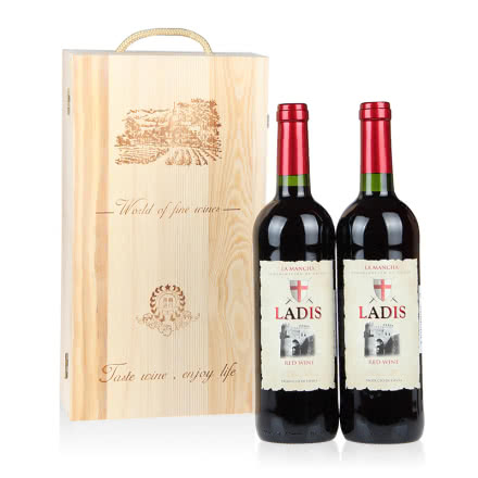 西班兰缔斯（LADIS）丹魄干红葡萄酒750ml双支木盒装