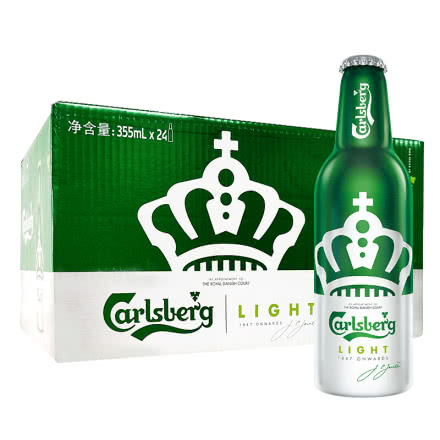 Carlsberg/嘉士伯特纯啤酒 皇冠铝瓶 355ml*24瓶装 整箱