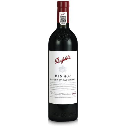 澳洲进口红酒 奔富Bin407赤霞珠干红葡萄酒 14.5°红酒 单瓶750ml