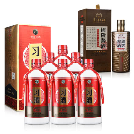 53°习酒红习酱500ml（6瓶装）+53°贵州茅台酒厂（集团）技术开发公司国隆酱酒500ml（2016-2017）