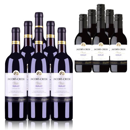 澳大利亚杰卡斯经典系列梅洛干红葡萄酒750ml（6瓶装） +杰卡斯经典梅洛187ml（6瓶装）