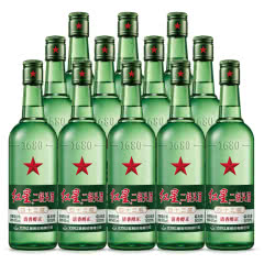 43°红星二锅头绿瓶大二清香型白酒500ml(12瓶)白酒整箱