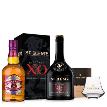 40°英国芝华士12年苏格兰威士忌500ml+40°法国圣雷米XO白兰地700ml +圣雷米单杯礼盒