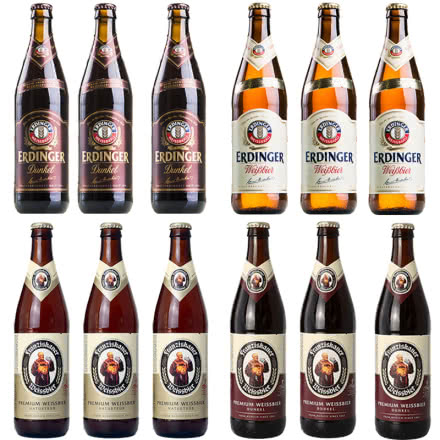 德国进口啤酒 艾丁格 白/黑 教士 白/黑 精酿啤酒组合 500ml*12瓶