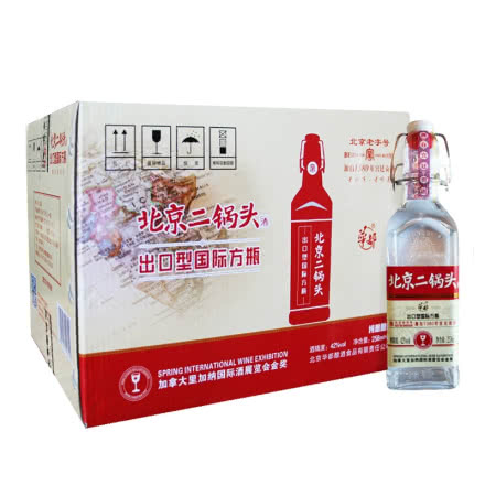 北京二锅头 白酒整箱特价 华都牌清香型 42度 红标258ml*20瓶