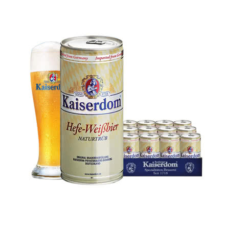 德国原装进口Kaiserdom进口小麦白啤酒1L*12罐装