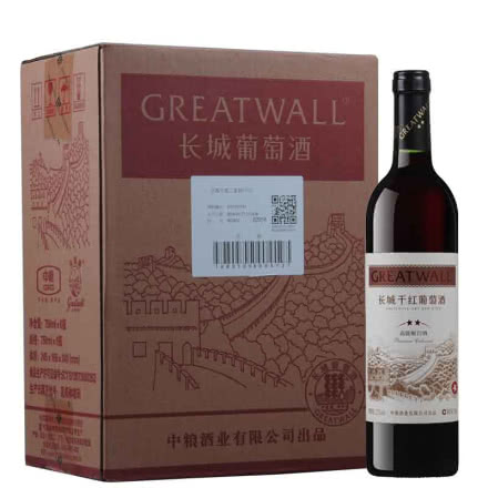 长城（GreatWall）红酒 星级系列 二星高级解百纳干红葡萄酒 整箱装 750ml*6