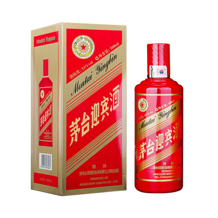 53° 贵州茅台迎宾酒(中国红) 红迎宾 酱香白酒 500ml*1（2018年）