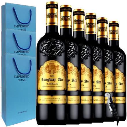法国（原瓶原装）进口红酒波尔多AOC法定产区艾利克斯西拉干红葡萄酒750ml*6