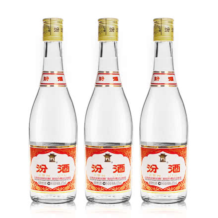 55°山西杏花村汾酒  黄盖汾玻璃瓶 清香型白酒475ml*3瓶