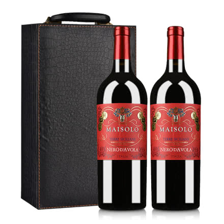 意大利圣霞多·麦索罗干红葡萄酒750ml*2 （西西里岛地理标志保护葡萄酒）皮盒装