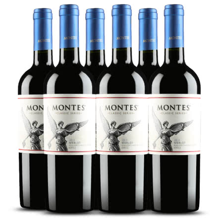 智利原瓶进口红酒 蒙特斯经典系列梅洛干红葡萄酒 750ml*6 整箱