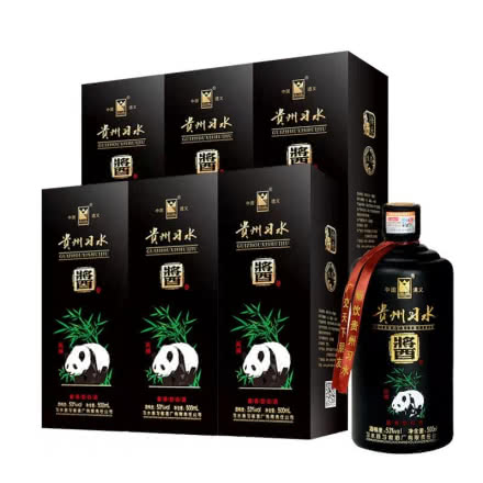 53°贵州习水大曲熊猫酒酱香型整箱送礼盒装500ml送3个礼品袋(6瓶装)