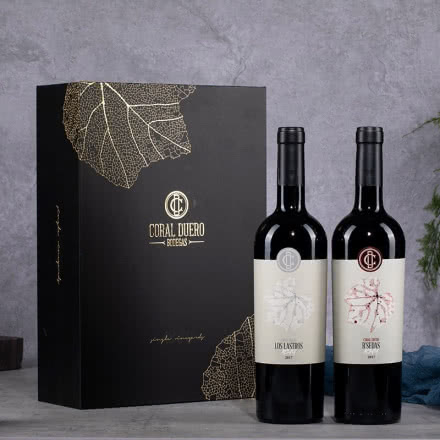 西班牙原瓶进口红酒 高麓Coral Duero托罗酒庄 红银干红葡萄酒750ml*2礼盒装