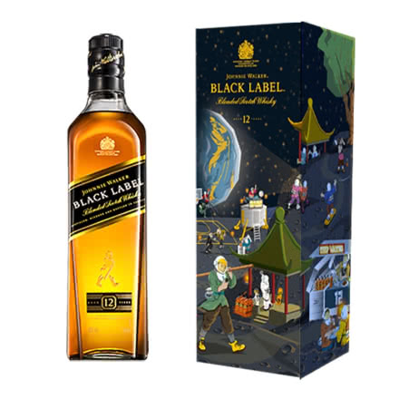尊尼获加（Johnnie Walker）洋酒 黑方黑牌12年调配型苏格兰威士忌礼盒