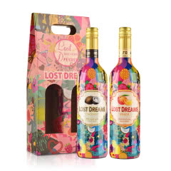 法国茉莉花水果童话（椰子+桃子）风味配制酒750ml（2瓶装）+水果童话双支纸盒