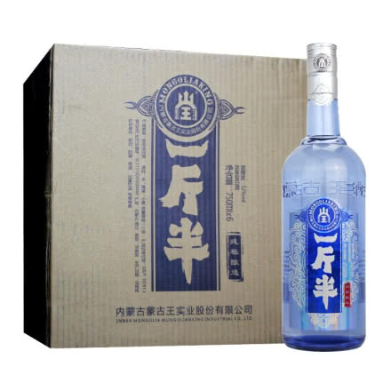 蒙古王52度一斤半浓香型白酒750ml*6瓶整箱装