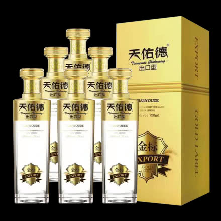 天佑德青稞酒45度出口型金标第三代750ml清香型白酒  6瓶整箱